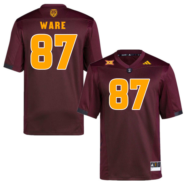 Men #87 Max Ware Arizona State Sun Devils College Football Jerseys Stitched-Maroon
